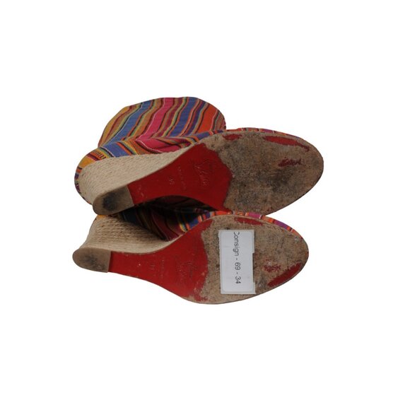 Christian Louboutin Espadrille Wedge Sock Boot US 6 EU 36 Striped Multicolor - Picture 8 of 8